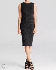 Alice + Olivia Penley Jaquard Print Midi Dress Black S Bodycon