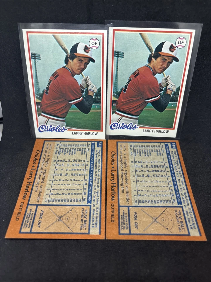 1978 4x Topps #543 LARRY HARLOW Baltimore Orioles A2 - Image 2 of 2