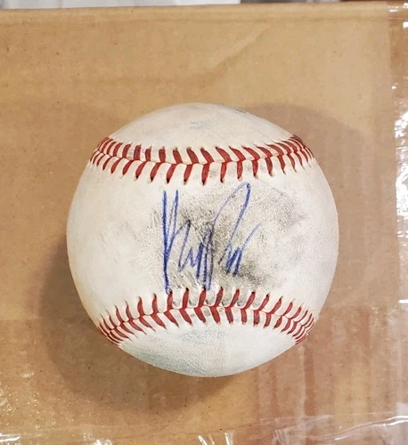 Autographed Baseball game used KAMDYN PERRY Texas Rangers