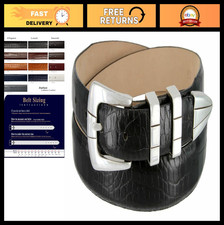 Genuine Full-Grain Cowhide Leather Dress Belt 1-1/8" Tapered to 1" Wide, Stylish