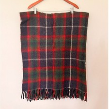 Vintage Horner All Virgin Wool Tartan Plaid Fringe Camping Blanket Throw 48