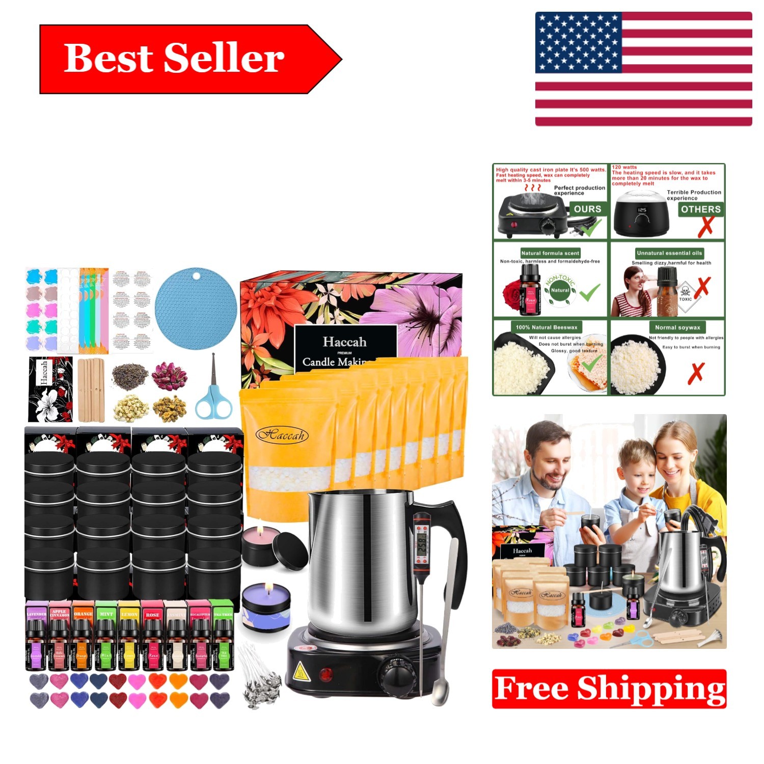 Complete DIY Candle Making Kit with Natural Waxes & Scents-image