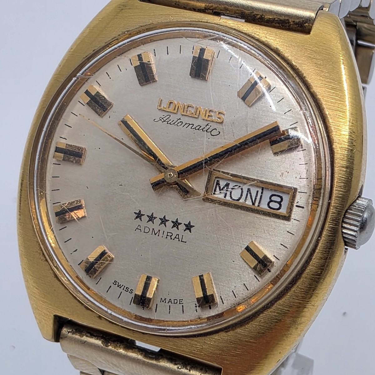 Longines Admiral 5 Star Automatic Day Date Gold Plated Vintage