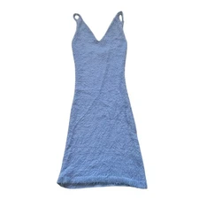 Urban Outfitters dress womens Large light blue fuzzy sleeveless v neck bodycon
