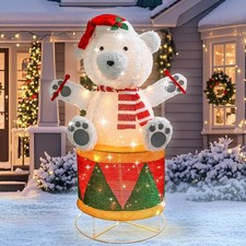 Christmas Decorations Outdoor Yard, Drumming Polar Bear Outdoor Lighted Holiday