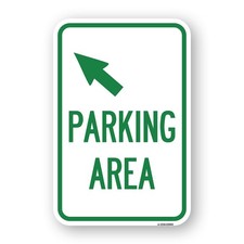 Parking Area with Upper Left Arrow Heavy Gauge Aluminum Parking Sign