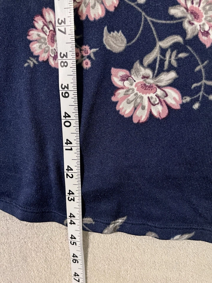 Secret Treasures 4X Soft Nightgown Mumu Lounge Midi Navy Blue Roses Cottagecore - Image 4 of 4
