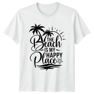 The Beach Is My Happy Place Urlaub Strand Palme Herren Damen Grafik T-Shirt