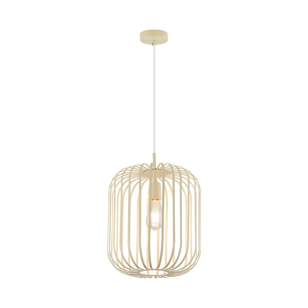 Suspension beige E27 pour illuminer un salon sombre avec douceur