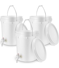 Maxcheck 3 Pack Bucket with Spigot and Lid, Plastic Drink Dispenser