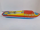 Vtg MCM Ohio Art Litho Tin Windup Toy Cabin Cruiser Speed Boat 14.5" Long READ