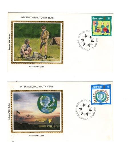 1985 GUERNSEY - INTERNATIONAL YOUTH YEAR - COLORANO SILK SET FROM COLLECTION B25
