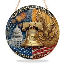 250 Anniversary Door Sign Patriotic Wall Decor Signs USA 250th Multicolor-1