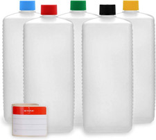 5X 1000 Ml Bottiglie in Plastica, Bottiglie in Plastica HDPE Con Tappi a Vite Va