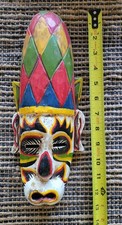 Vintage Hand Carved Indonesian Long House Man Wooden Mask