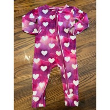 Bums Roses Footie Sleeper 18-24 Months Pink Heart Watercolor Bamboo Zipper