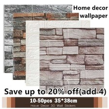 50X 3D Tiles Brick Wall Sticker Wallpaper Self-adhesive Waterproof Foam Panel UK