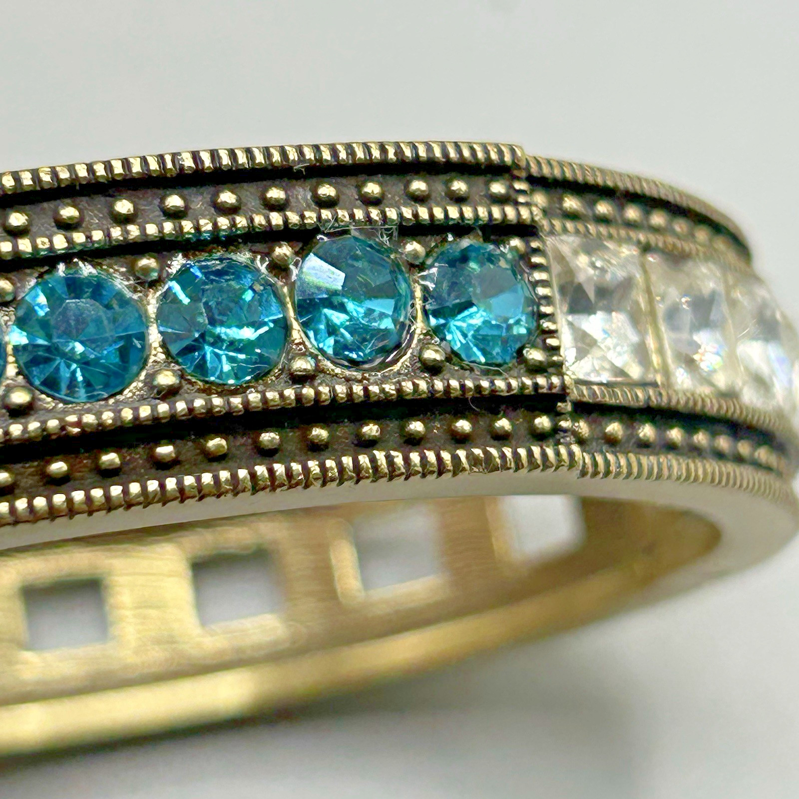 HEIDI DAUS Hinged Stackable Bracelet with Aqua & … - image 3