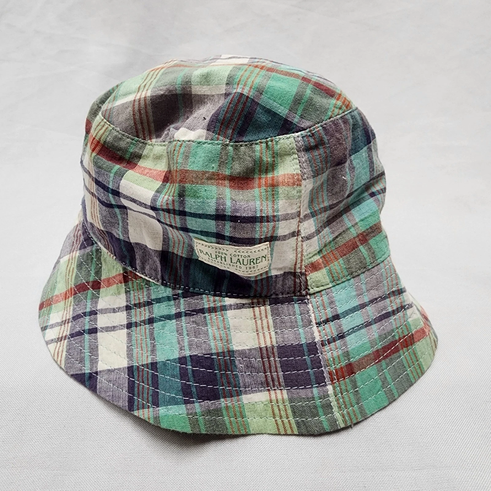 Ralph Lauren Plaid Bucket Hat Infant One Size 100% Cotton Infant Baby 6-9-12-18
Opens in a new windo