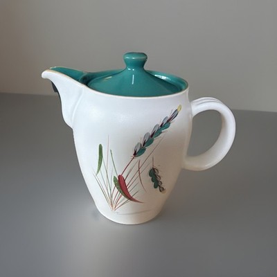 DENBY GREENWHEAT 1 PINT kleine KAFFEEKANNE & DECKEL SIGNIERT ALBERT COLLEDGE (B43)