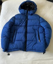 Royal blue Firetrap London Bubble Jacket with a hood, with a modern urban style