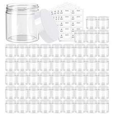 50 Pack 4 OZ Clear Plastic Jars with Lids for Lotion, Cream, Makeup, Samples