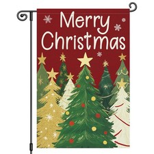 Merry Christmas Garden Flag 12x18 Inch Double Sided Decorative Christmas Tree...