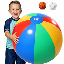 Large Beach Ball Pool Toy Giant Beach Ball - 27 Inch Easy Blow Up Inflatable