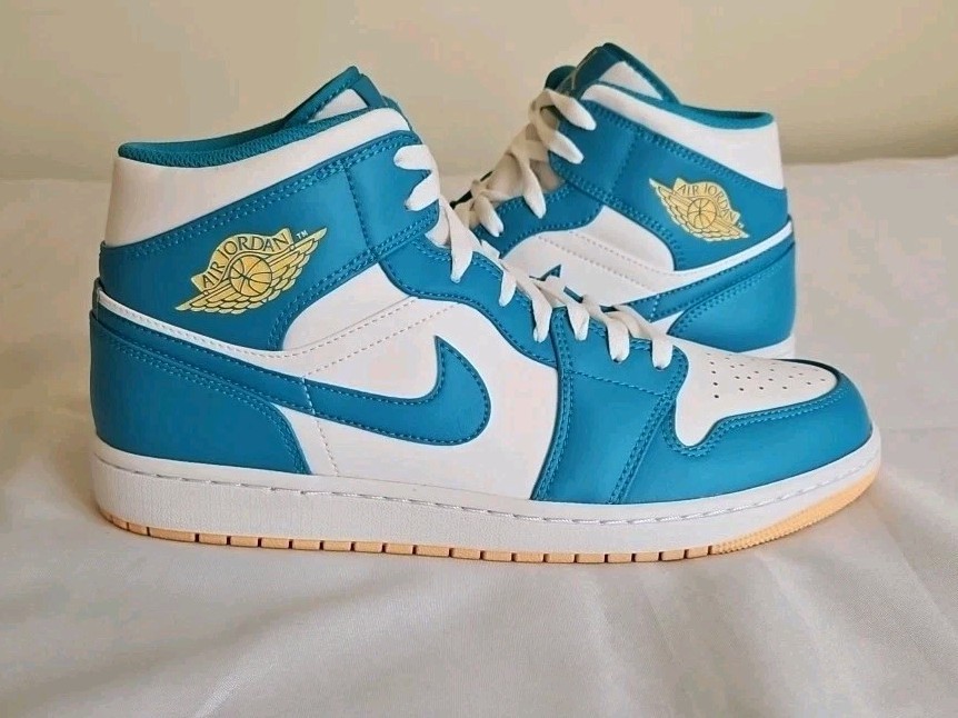 Nike Air Jordan Mid Shoes Aquatone White Celestial Gold Men's Size 10 New