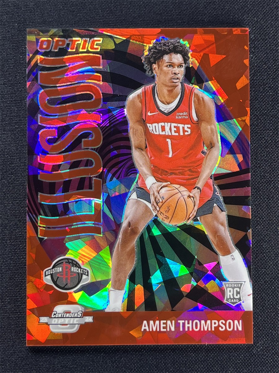 2023-24 Panini Contenders Optic Illusion Amen Thompson #9 Red Ice Rookie RC /175