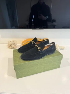 Mocassins Gucci Jordaan en daim Noir 7,5 41,5 Neuf