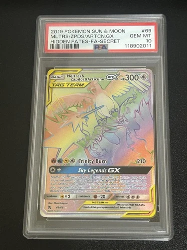 2019 Pokemon Sun & Moon Mltrs/Zpds/Artcn GX Hidden Fates-Fa Secret PSA 10 69/68
