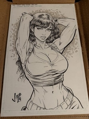 Lara Croft Tomb Raider, 11x17 original comic art drawing by Jeff Whiting