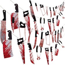 4PCS Halloween Bloody Banner Decorations: Horror Party Garland, Scary Props for