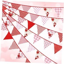10m/32ft Valentine's Day Decorations Rose Triangle Bunting Banner 36 Pcs Heart