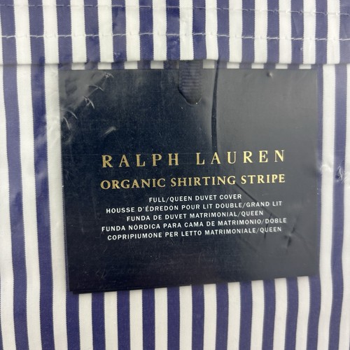 Ralph Lauren QUEEN Organic Shirting Stripe Duvet Cover White Navy - Bild 2 von 11