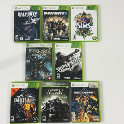 Xbox 360 Lot of 8 Fallout 3 Bioshock Call of Duty Ghosts Sims 3 Payday 2 CIB