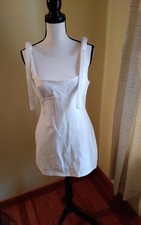Zara Sleeveless Empire Waist Bow Strap Mini Dress Large White NWT
