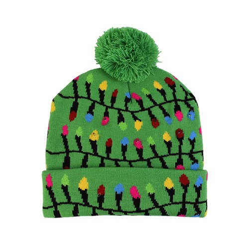 Cappello Natalizio Beanie Led Illuminazione Maglia Berretto Invernale Verde Lampadine Natale Unisex Beanie - Foto 4 di 10