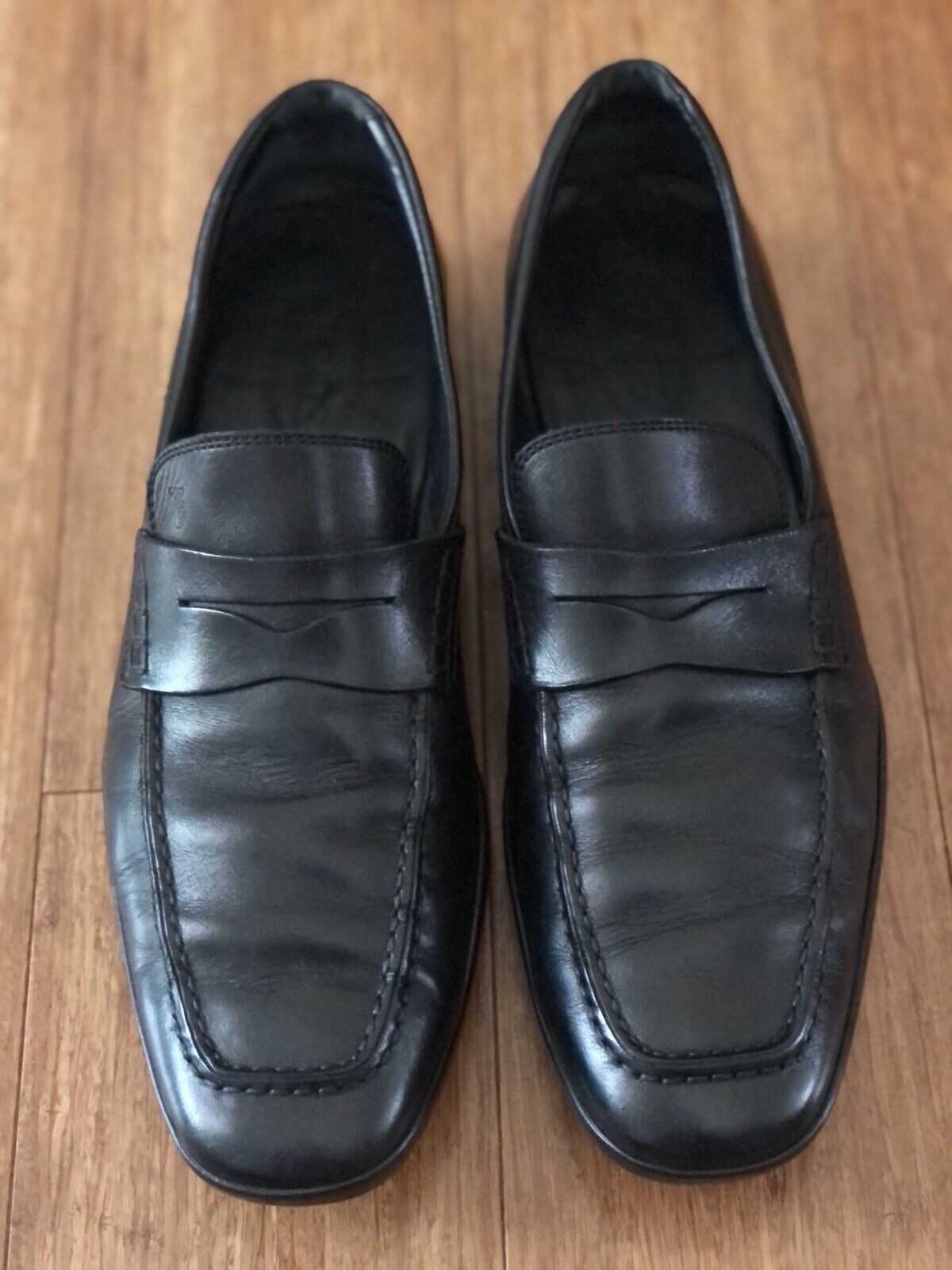 Tod’s BLACK leather PENNY LOAFERS Slip On DRIVING MOCCASIN Shoe
