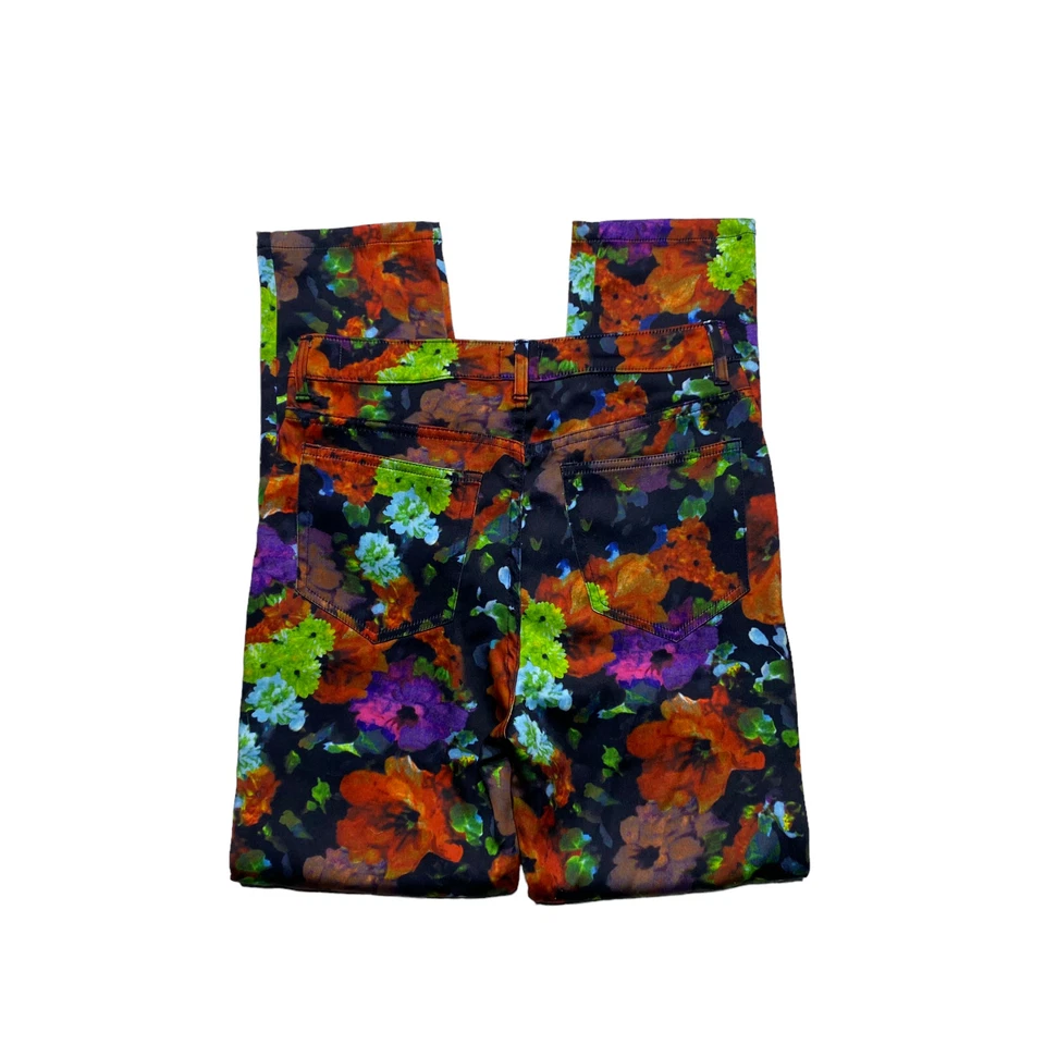 Pantalones BDG para mujer talla 25 botones expuestos ajustados negros estampado floral tiro alto Foto 3 de 4