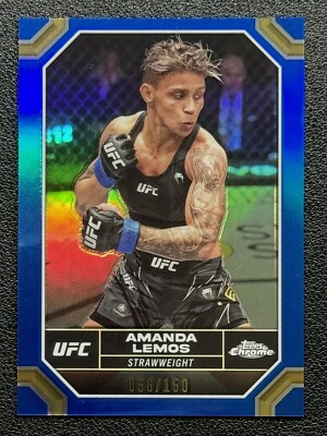2024 Topps Chrome UFC Amanda Lemos #14 Blue Refractor 056 /150- Strawweight