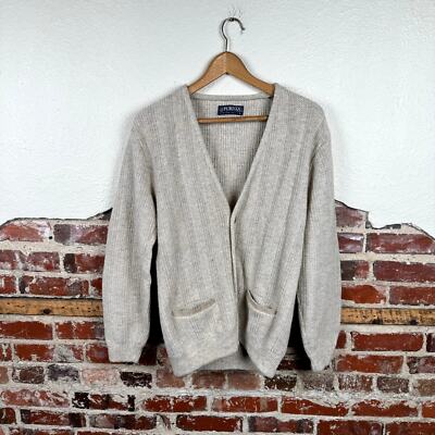 Vintage Puritan Sweater Size Large Tan V Neck Button Up Cardigan 