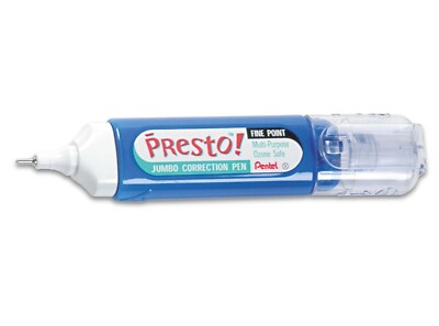 ZL31-W Pentel Presto! Jumbo Correction Pen, White Ink, Needle Point, Pack of 2