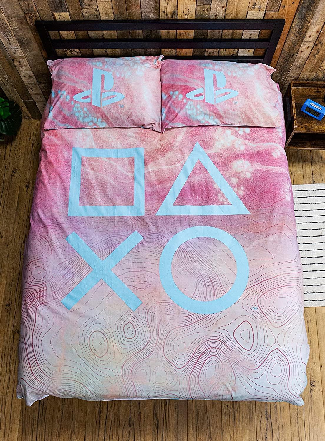 Playstation Marble Double Duvet Cover Reversible Gaming Bedding Set