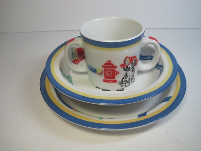 Tiffany & Co TIFFANY FIRE STATION 3 Piece Baby's Dish Set 2005 Japan