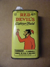 Vintage Red Devil's Lighter Fluid Tin 8oz. 67 Cents Empty