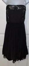 MM Couture By Miss Me Sz MEDIUM LBD Black Strapless Lined Cocktail Dress EUC