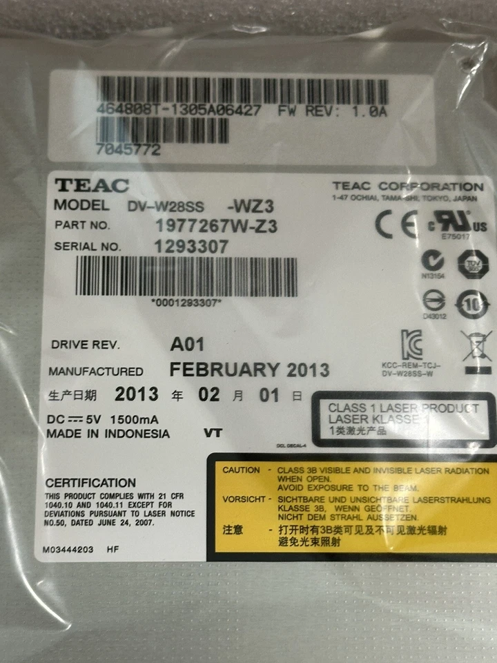 TEAC DV-W28SS-WZ3 DVD Superdrive Super Multi 8X DVDRW Regrabadora 24X Grabadora CD-RW Foto 3 de 4