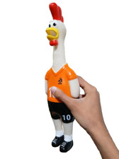 Rubber Chicken Toy - Squeaky fun screaming 15 inch tall - Orange Soccer style